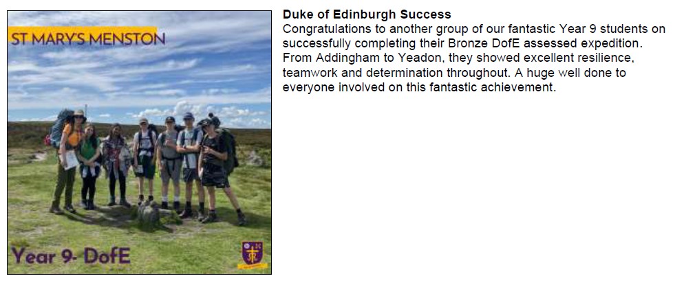 Duke of Edinburgh Success